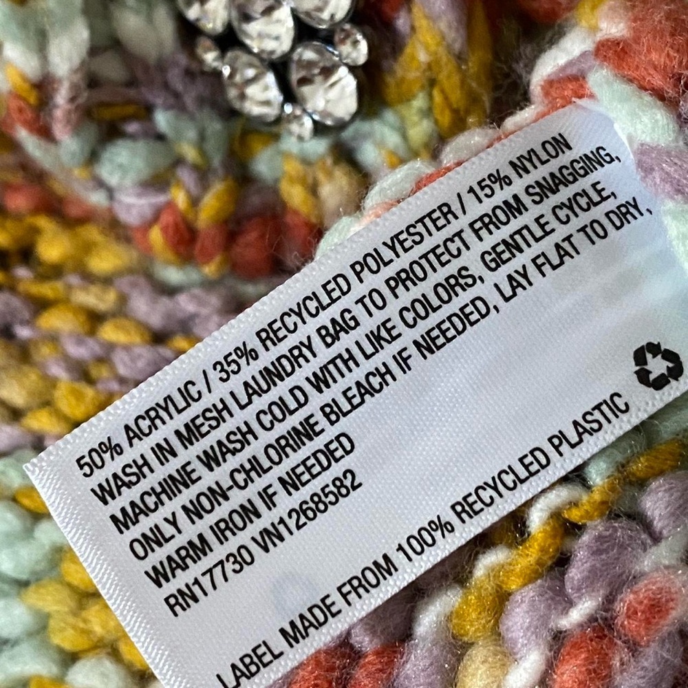 Wild Fable Multicolor Cropped Cardigan Sweater S Chunky Knit Twee Whimsical - Picture 9 of 9